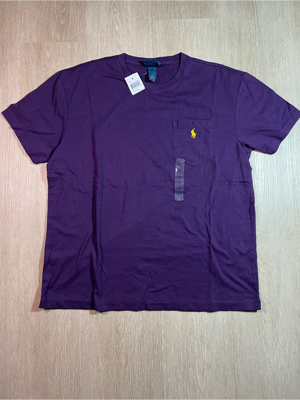 Polo by Ralph Lauren Men’s Deep Purple Pocket Tee with Yellow Pony Men's Medium